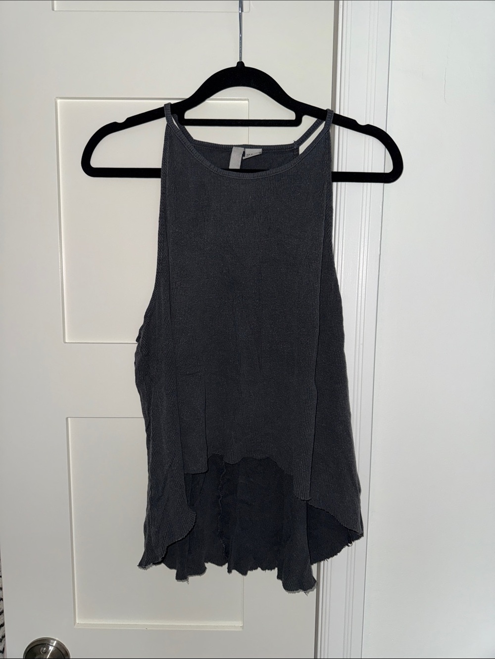 H&M Washed Charcoal High-Low Ribbed Tank Top